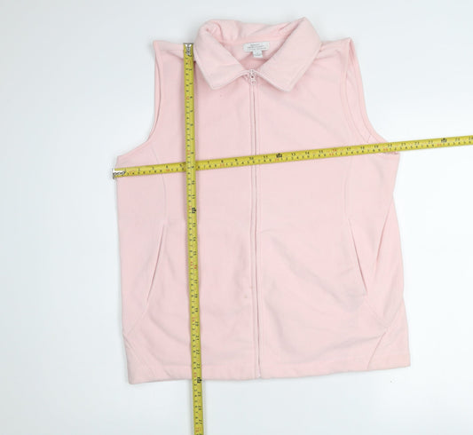 Great Northwest Womens Pink Fleece Waistcoat M Full Zip Pockets Casual