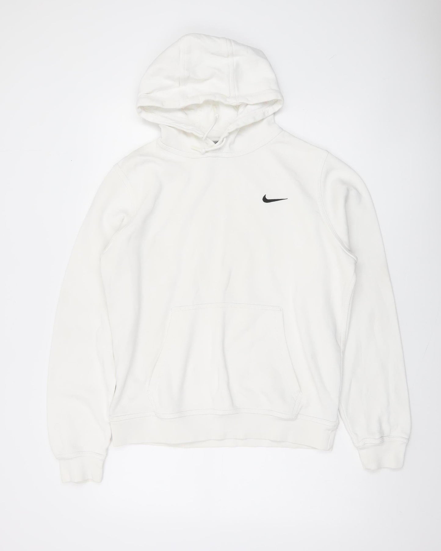 Nike Men's White Pullover Hoodie M Regular Fit Fleece Sweatshirt