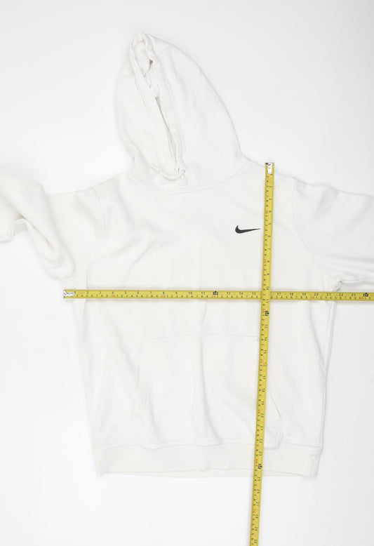 Nike Men's White Pullover Hoodie M Regular Fit Fleece Sweatshirt