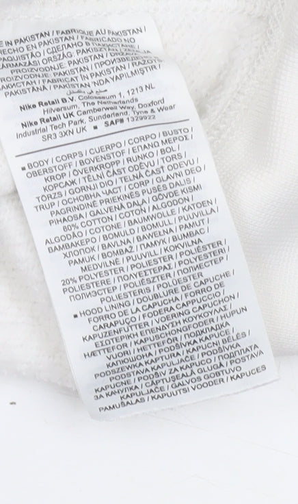 Nike Men's White Pullover Hoodie M Regular Fit Fleece Sweatshirt