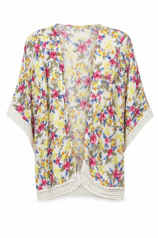 Zara Women Multicoloured Floral Lace Trim Cover Up Size 12