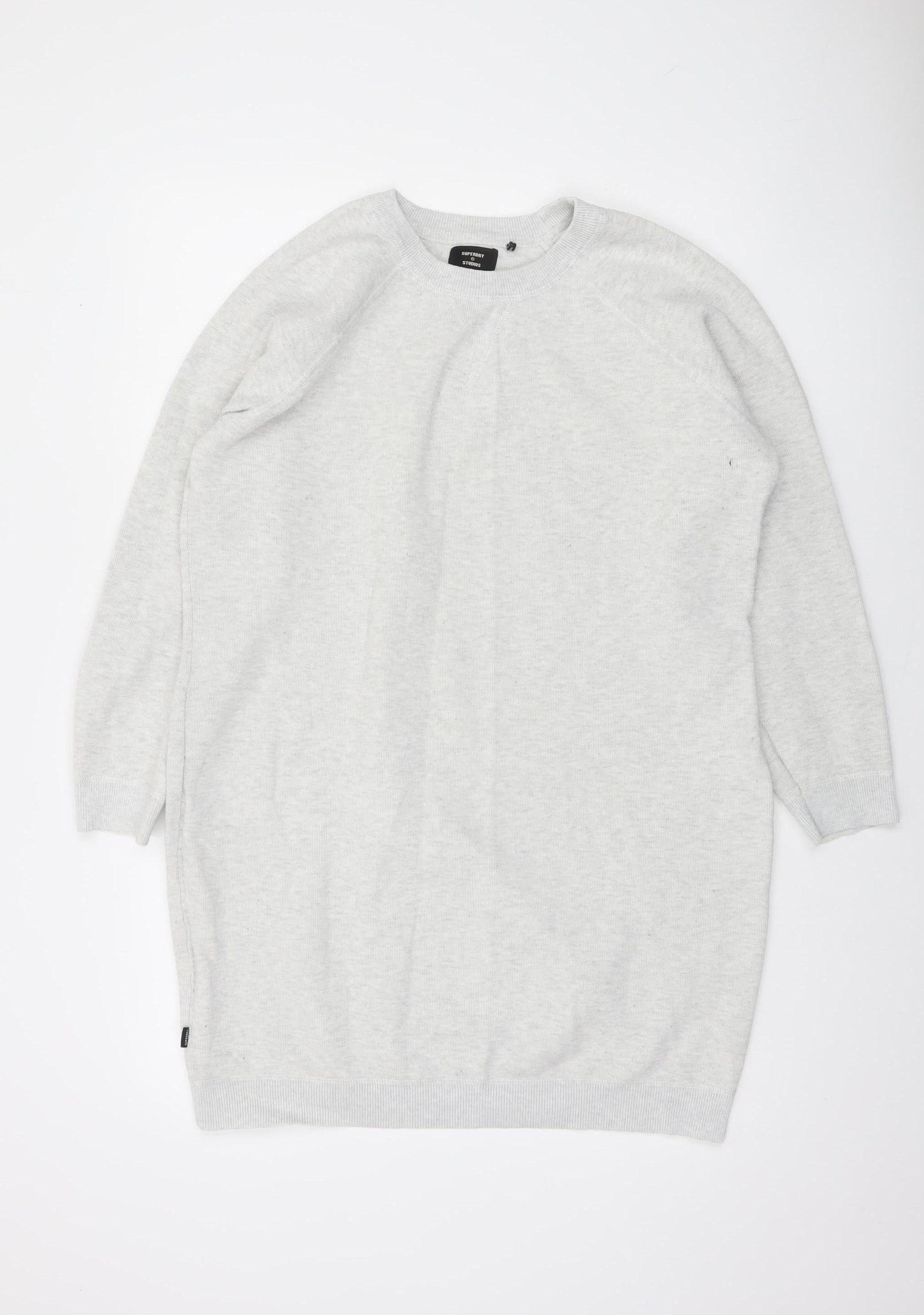 Superdry Women Grey Size 16 Crew Neck Long Sleeve Pullover Jumper