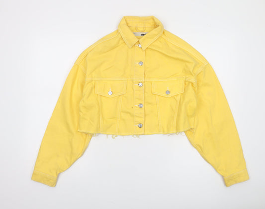 Topshop MOTO Yellow Cropped Denim Jacket Women's Size 8