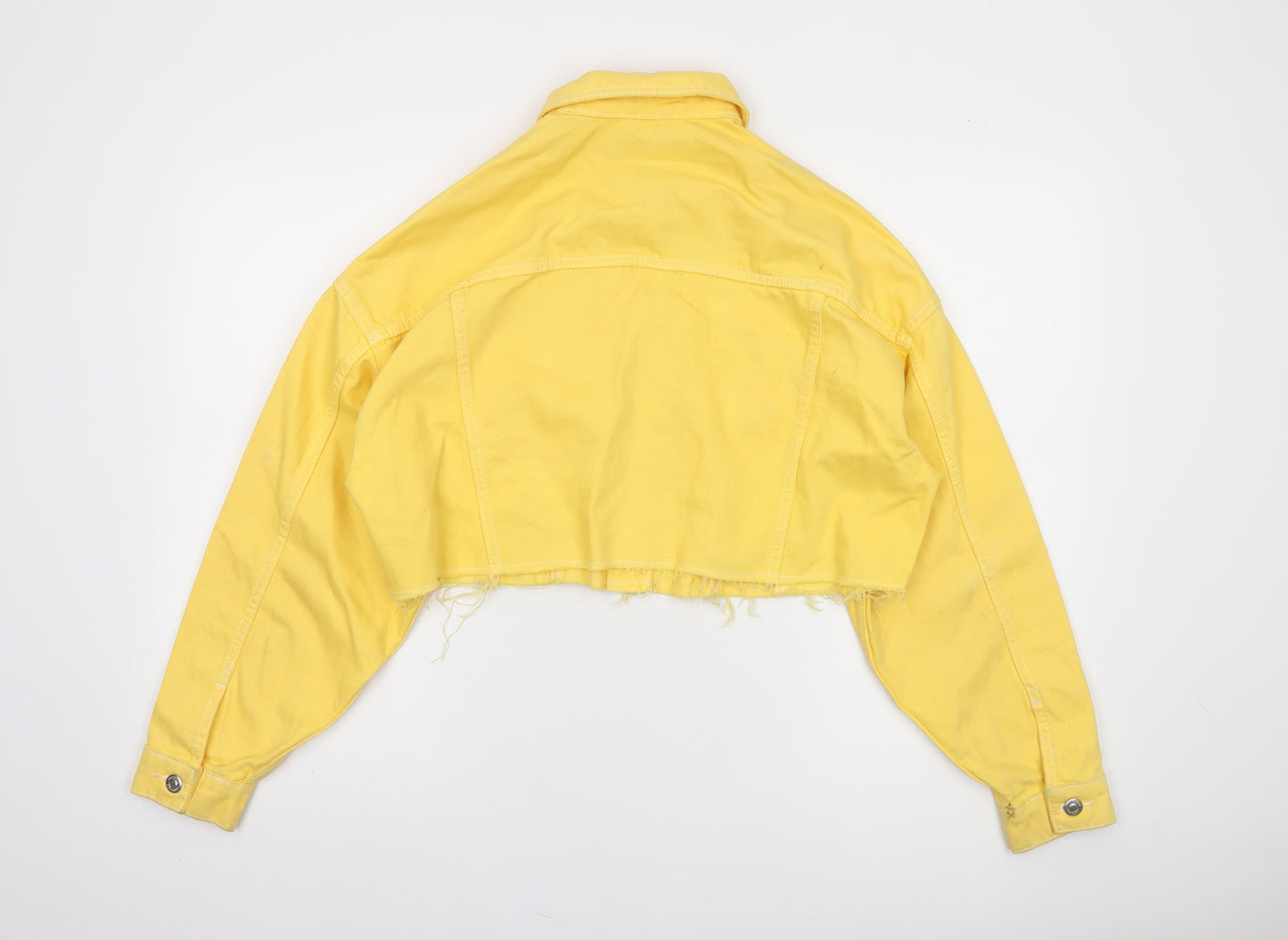 Topshop MOTO Yellow Cropped Denim Jacket Women's Size 8