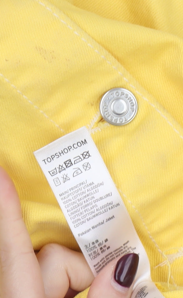Topshop MOTO Yellow Cropped Denim Jacket Women's Size 8