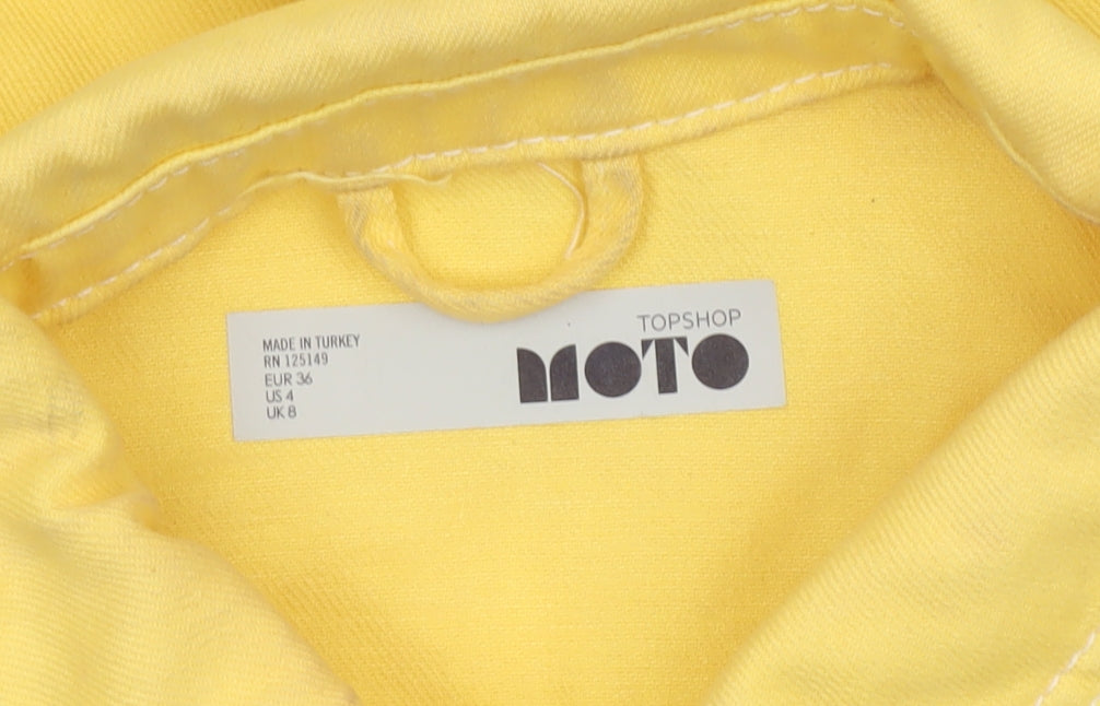 Topshop MOTO Yellow Cropped Denim Jacket Women's Size 8