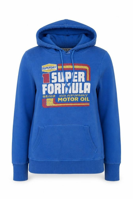 Womens UK S Regular Superdry Blue Pullover Hoodie