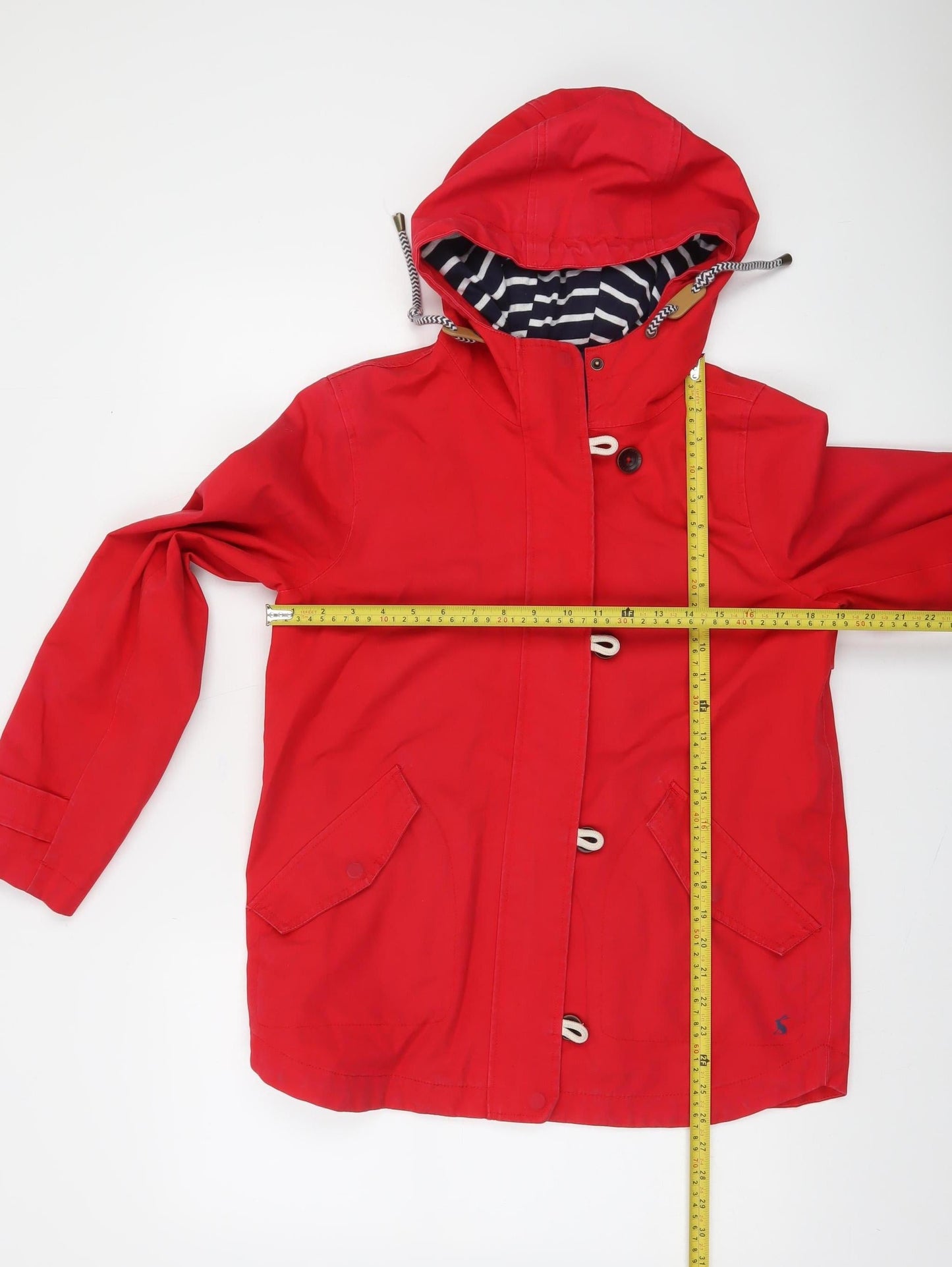 Joules Women Red Waterproof Hooded Rain Coat Jacket UK 10