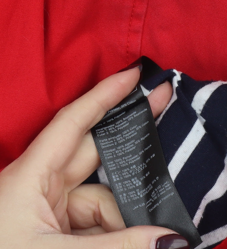 Joules Women Red Waterproof Hooded Rain Coat Jacket UK 10