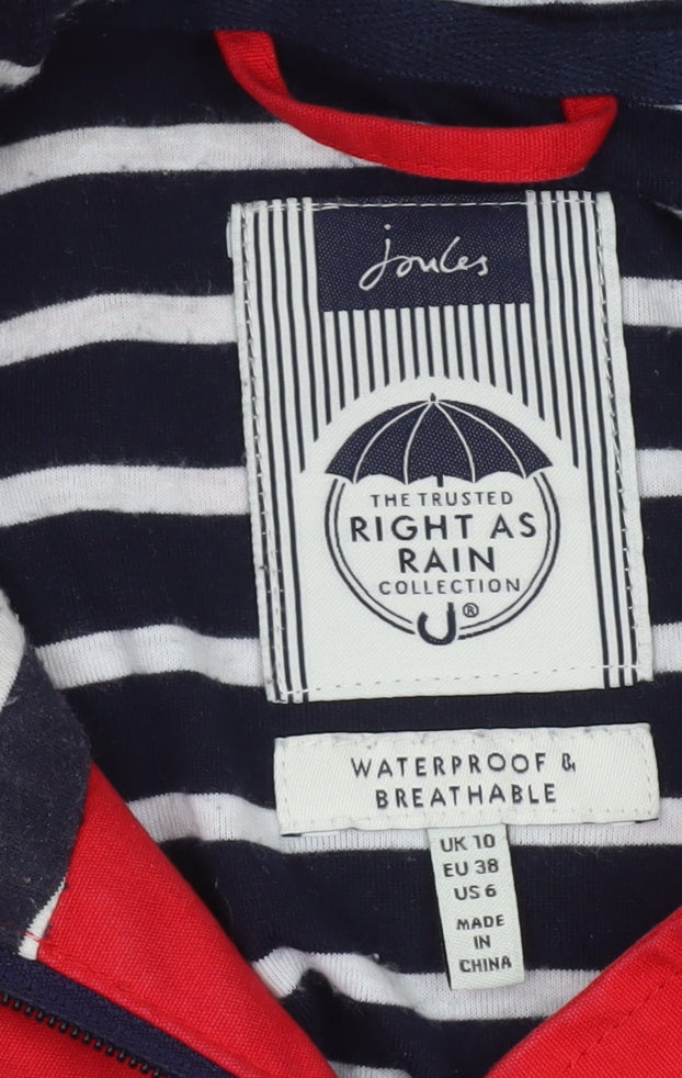 Joules Women Red Waterproof Hooded Rain Coat Jacket UK 10