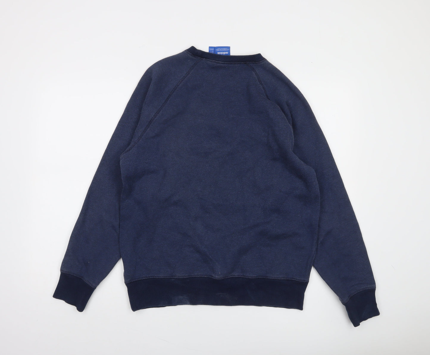 Adidas Mens Navy Blue Crew Neck Sweatshirt M Classic Logo Cotton Blend