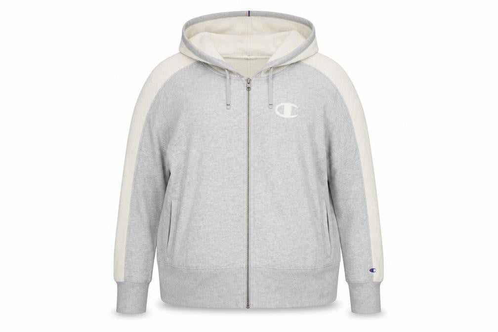 Womens UK 1X Relaxed Champion Grey Full Zip Hoodie