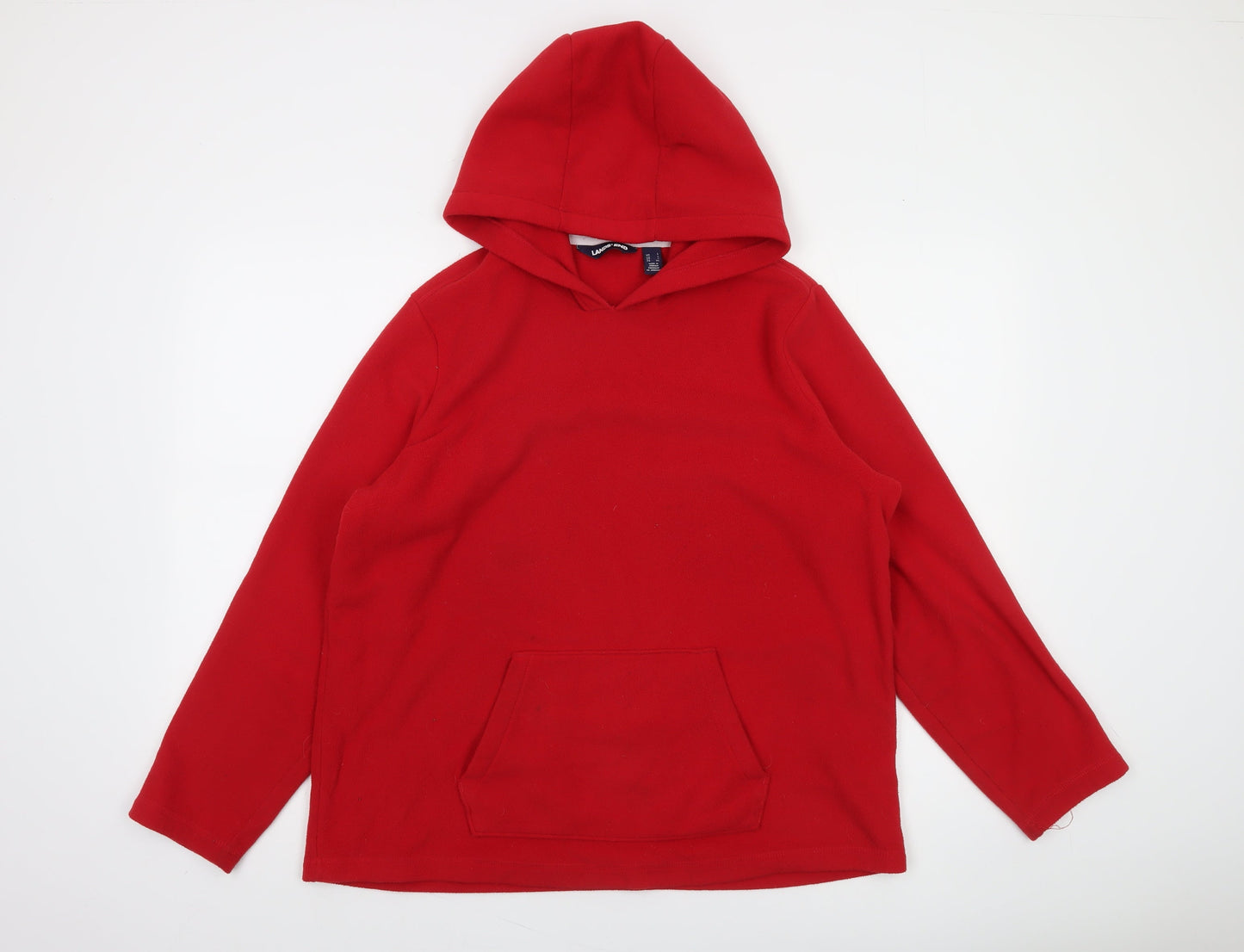 Lands' End Women Red Fleece Pullover Hoodie Size L
