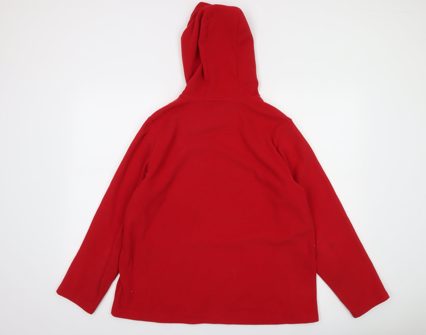 Lands' End Women Red Fleece Pullover Hoodie Size L