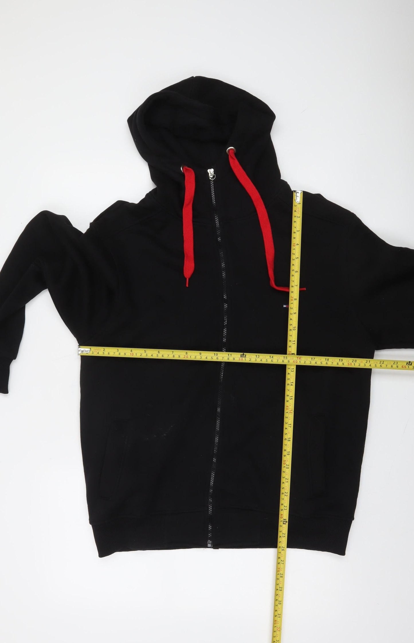 Tommy Hilfiger Men’s Black Full Zip Hoodie L Cotton Classic Style