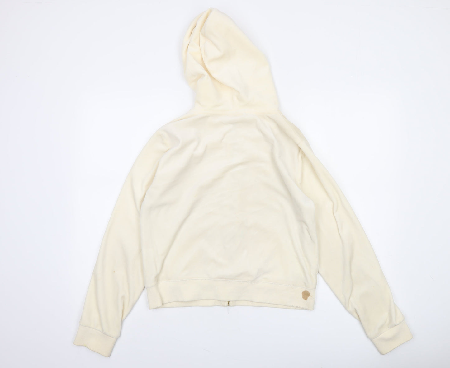 Juicy Couture Women Beige Velour Full Zip Hoodie Size L