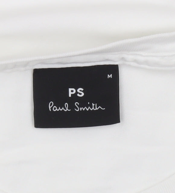 Paul Smith Men's White Cotton Zebra Embroidered T-Shirt Size M