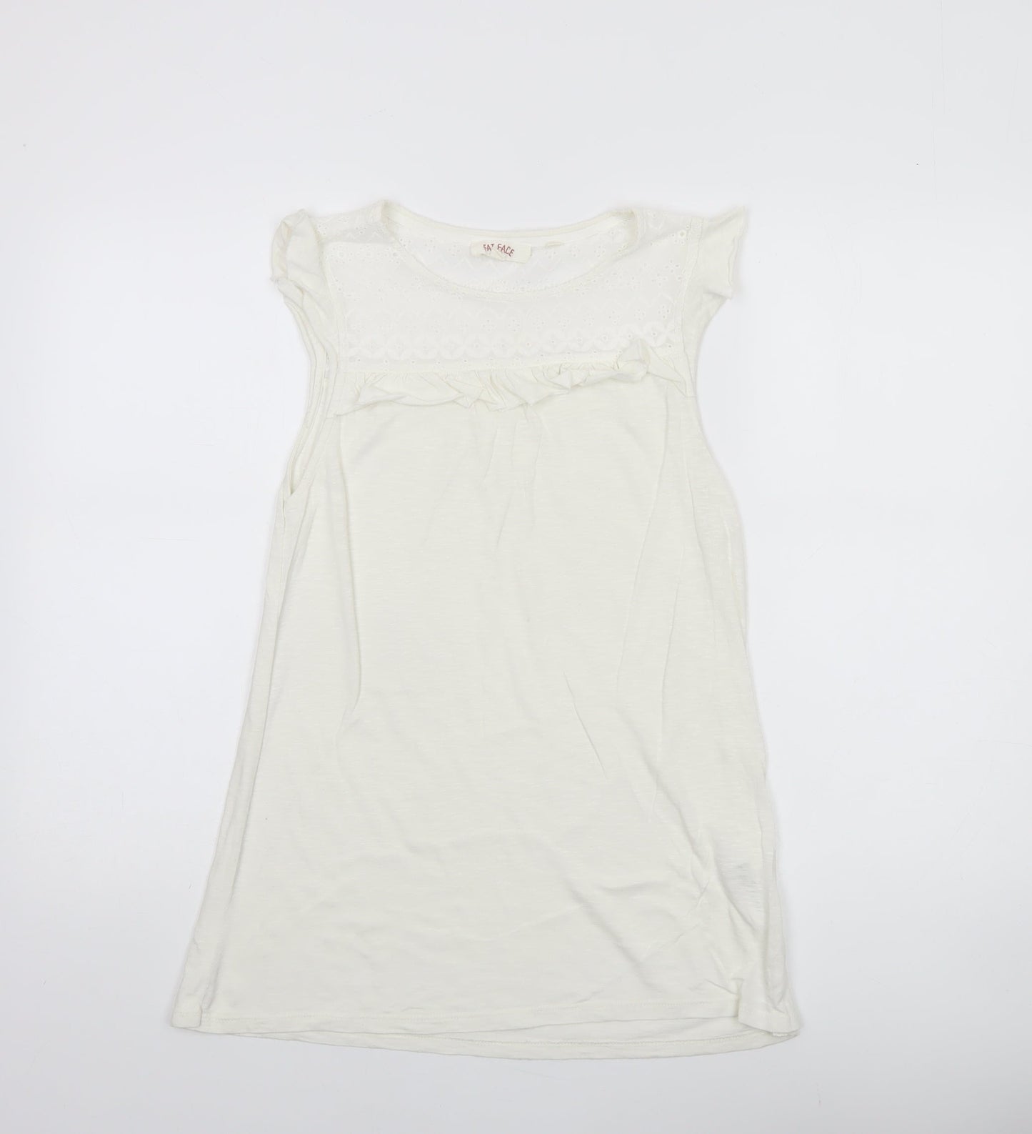 Fat Face Women’s Ivory Lace Detail Sleeveless Tunic Top Size 10