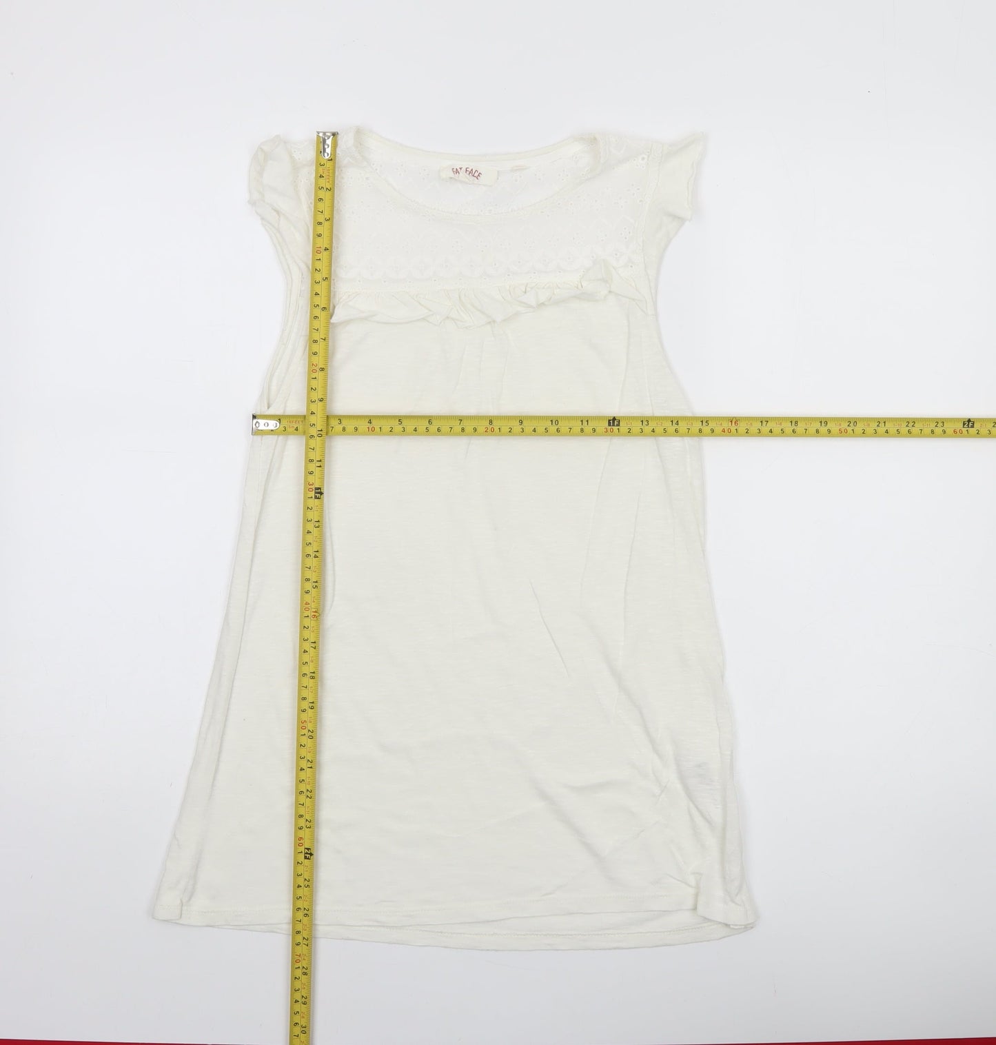 Fat Face Women’s Ivory Lace Detail Sleeveless Tunic Top Size 10