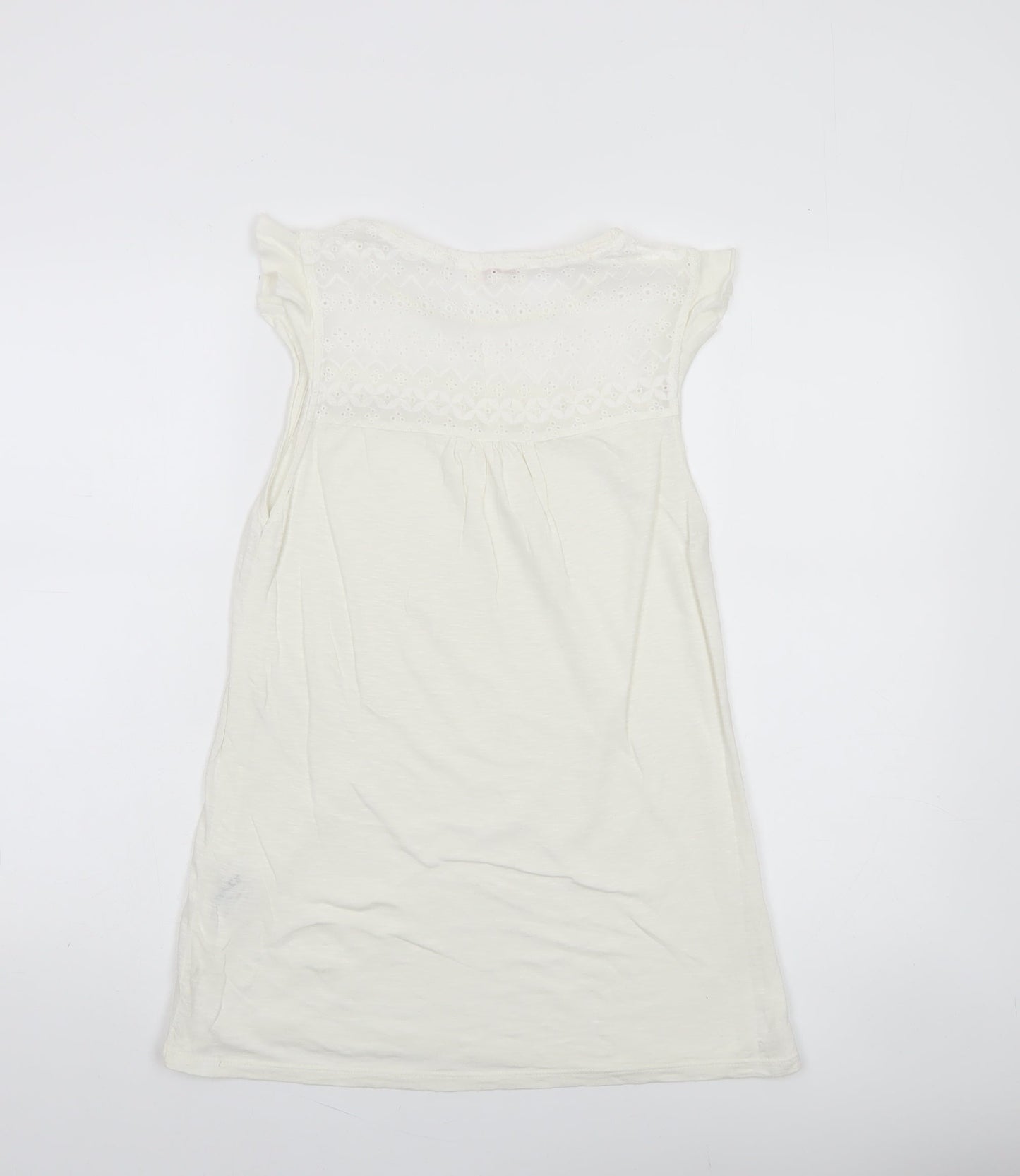 Fat Face Women’s Ivory Lace Detail Sleeveless Tunic Top Size 10