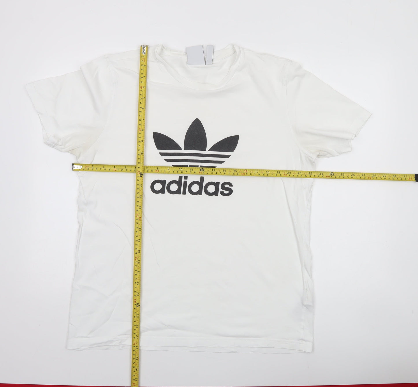 Adidas Men's White Large Trefoil Logo T-Shirt Short Sleeve Cotton