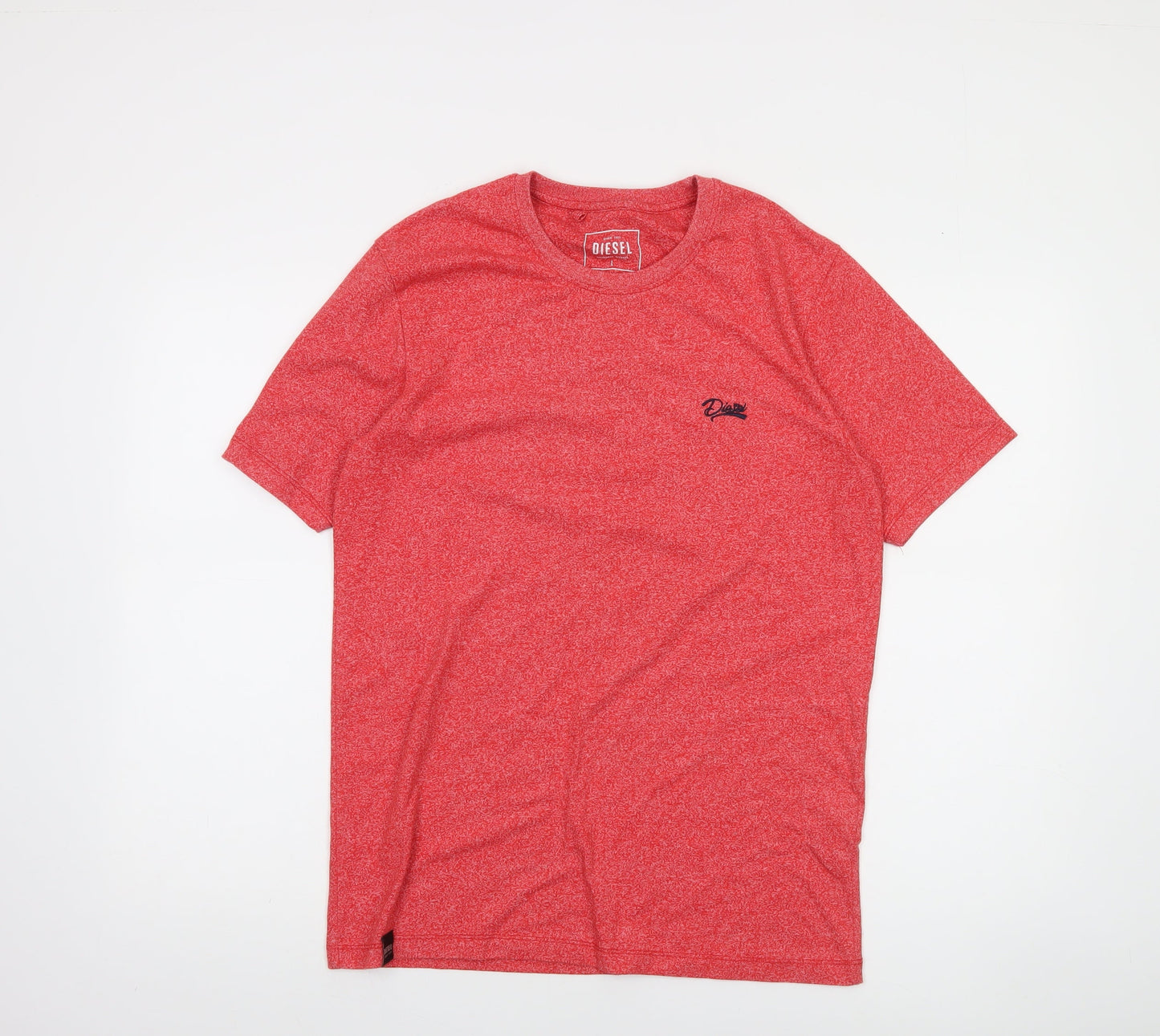 Diesel Men's Red Crew Neck Cotton Blend T-Shirt Size L