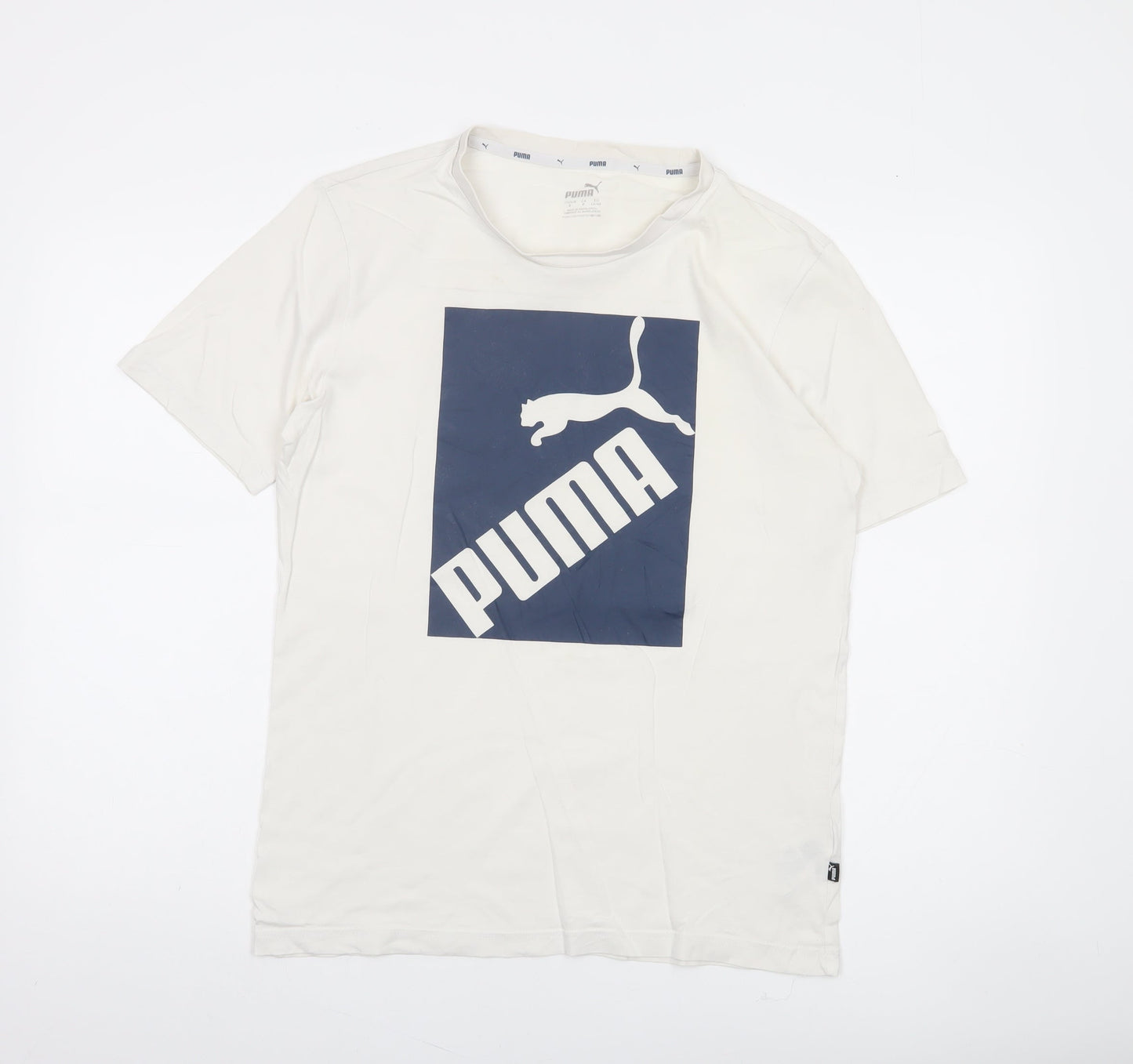 Puma Men’s White Small Logo Cotton Crew Neck Short Sleeve T-Shirt