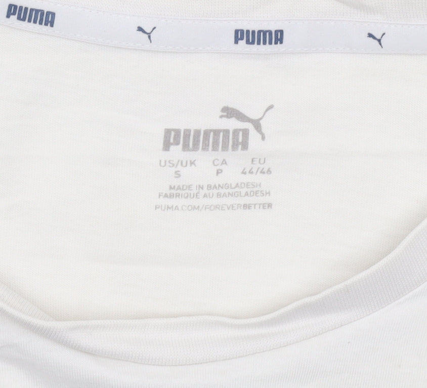 Puma Men’s White Small Logo Cotton Crew Neck Short Sleeve T-Shirt
