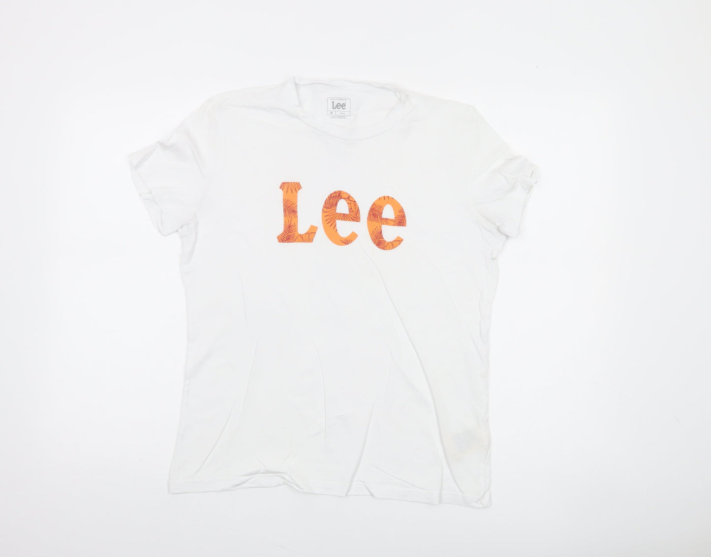 Lee Women's White Slim Fit Crew Neck Cotton T-Shirt M