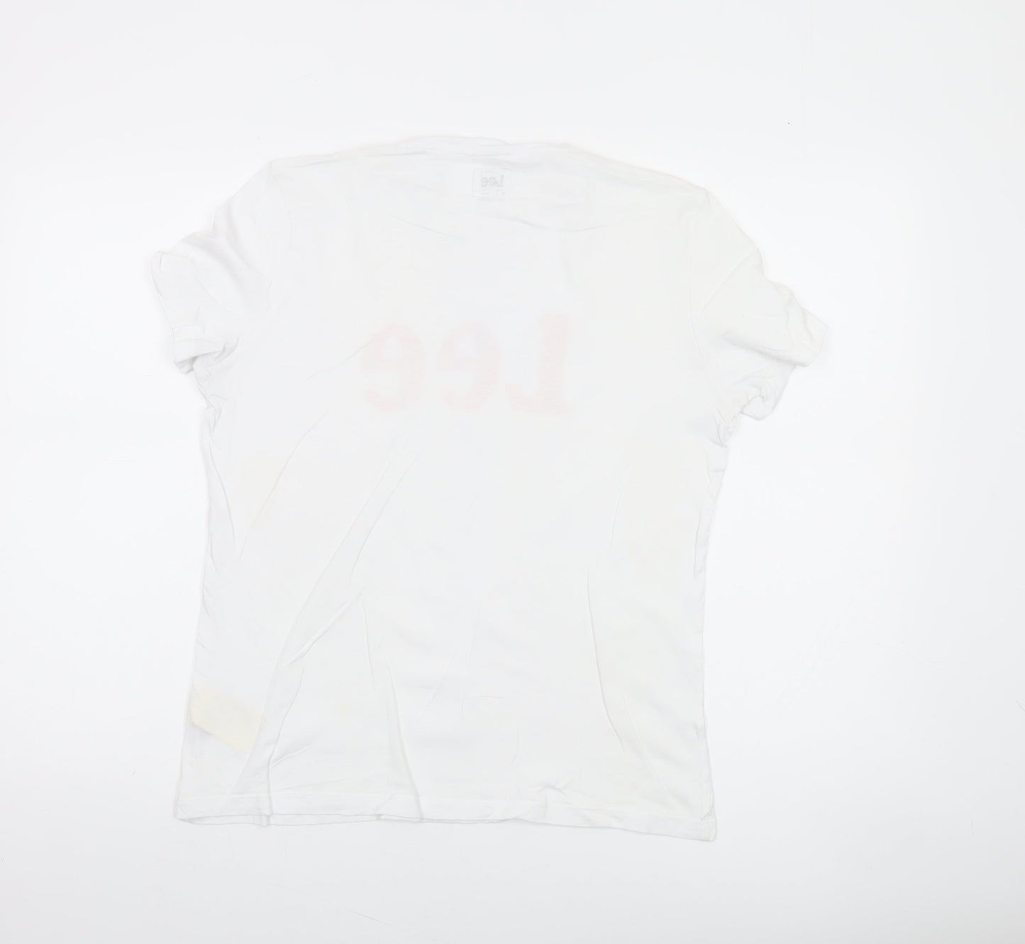 Lee Women's White Slim Fit Crew Neck Cotton T-Shirt M