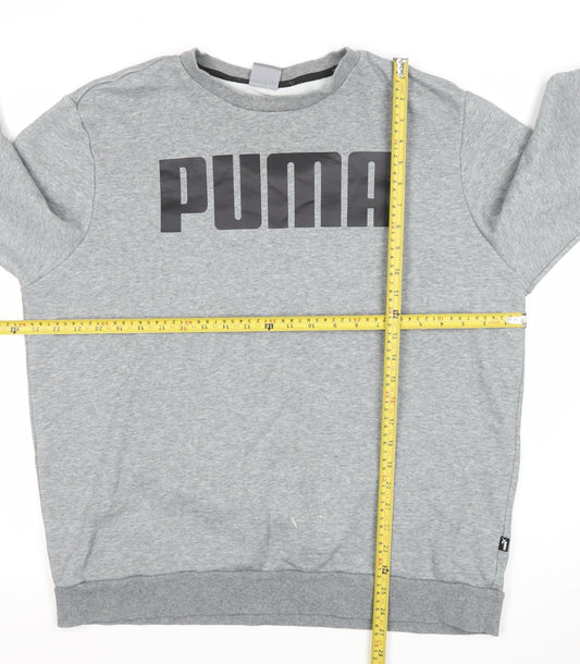 Puma Men's Grey XL Crew Neck Logo Pullover Sweatshirt