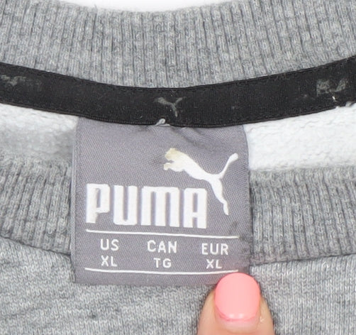 Puma Men's Grey XL Crew Neck Logo Pullover Sweatshirt