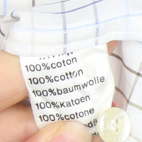 Lacoste Men’s Beige Check Long Sleeve Cotton Button-Up Shirt Size 41