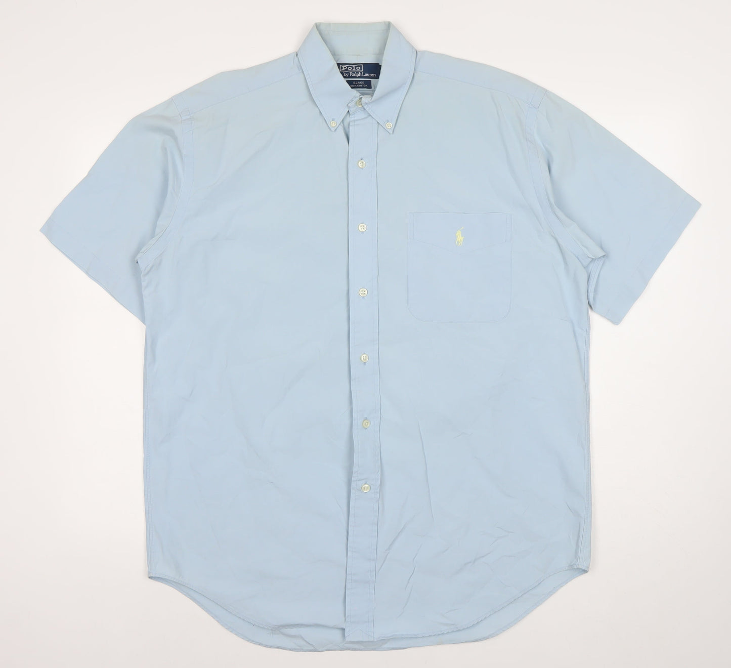 Polo Ralph Lauren Men's Blue Cotton Short Sleeve Button-Up Shirt M