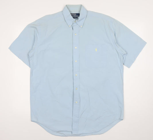 Polo Ralph Lauren Men's Blue Cotton Short Sleeve Button-Up Shirt M