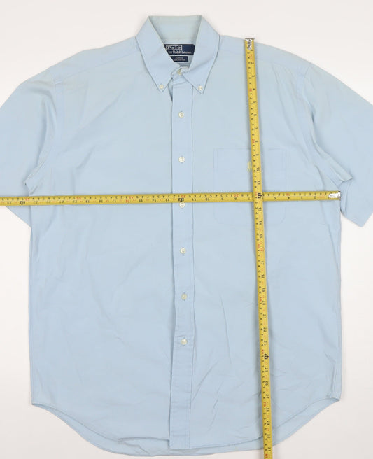 Polo Ralph Lauren Men's Blue Cotton Short Sleeve Button-Up Shirt M