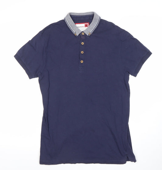 CENTERED Men's Blue Cotton Short Sleeve Polo Shirt Size S