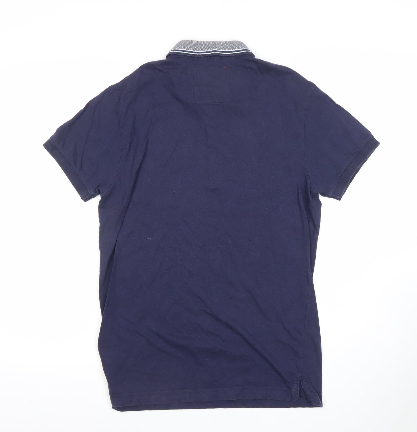CENTERED Men's Blue Cotton Short Sleeve Polo Shirt Size S