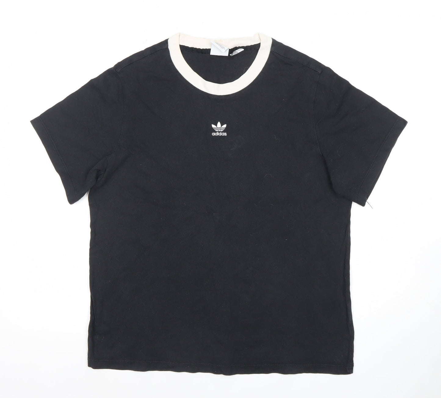 Adidas Women’s Black Ringer T-Shirt Size 12 Cotton Casual