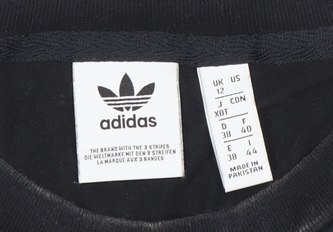 Adidas Womens Black Long Sleeve Striped Jersey T-Shirt UK 12