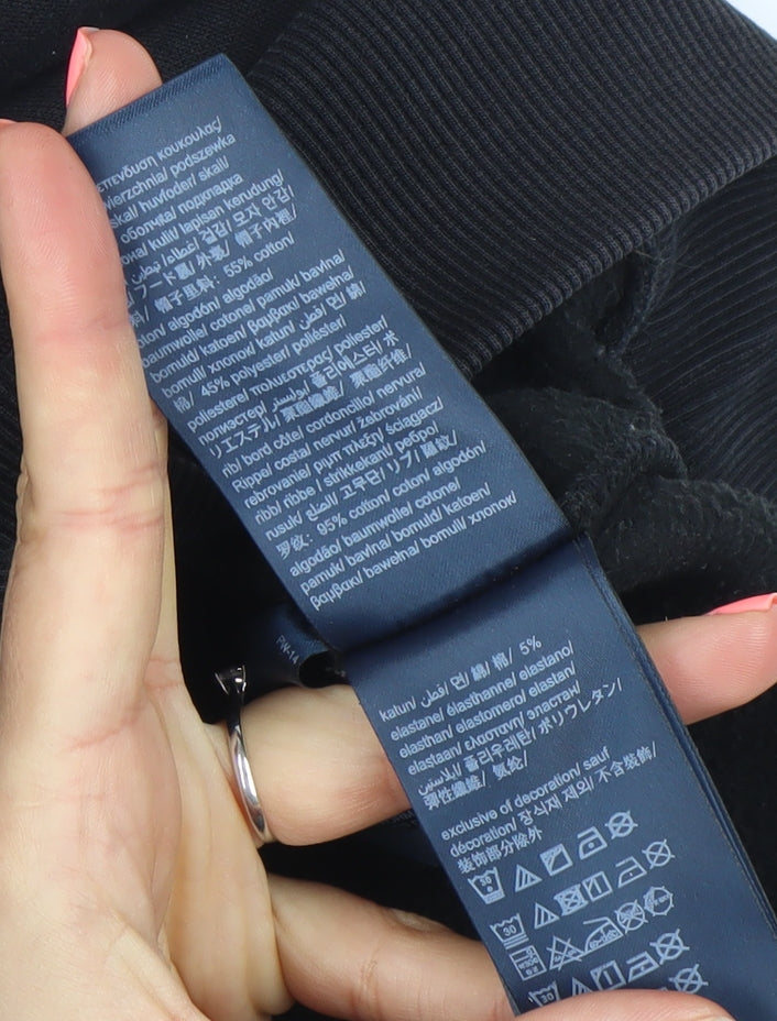 Tommy Jeans Women Black M Pullover Hoodie Cotton Blend