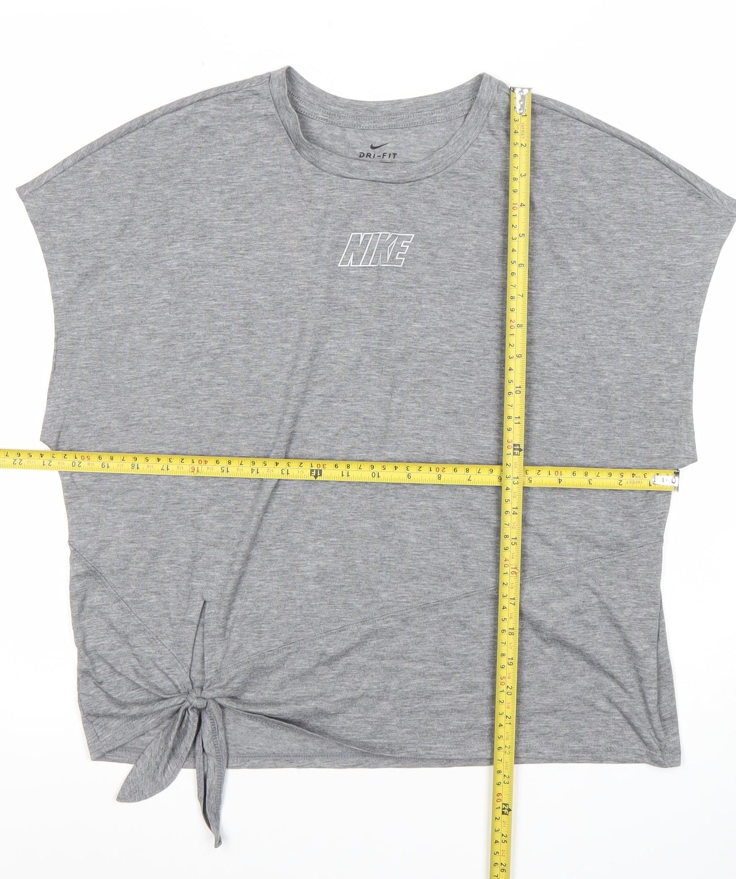 Nike Women's Grey Dri-Fit Relaxed Fit Tie Hem T-Shirt Size L