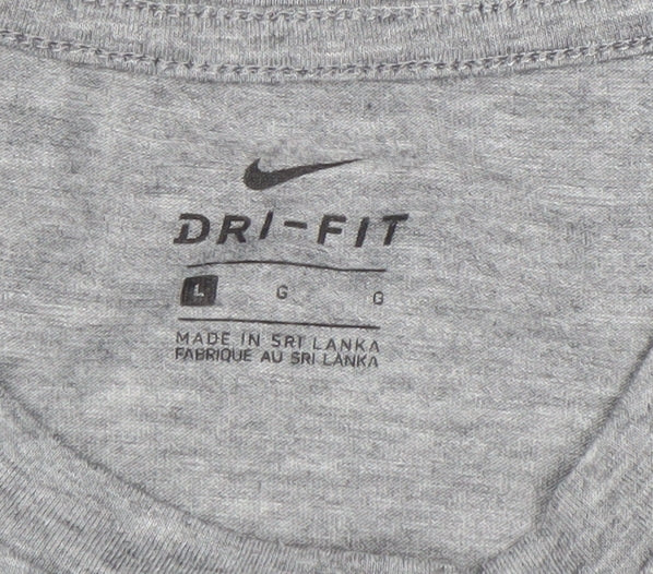 Nike Women's Grey Dri-Fit Relaxed Fit Tie Hem T-Shirt Size L