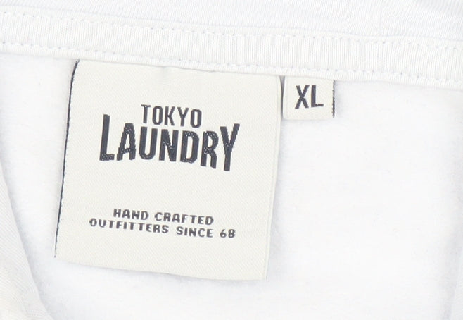 Tokyo Laundry Men's White Pullover Hoodie XL Hooded Sweatshirt