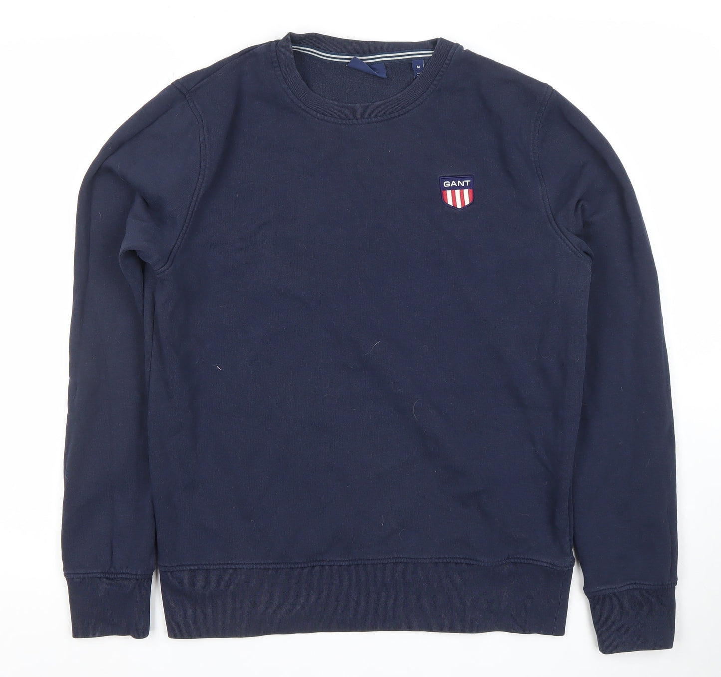 GANT Men's Blue M Pullover Sweatshirt Crew Neck Logo Cotton Blend