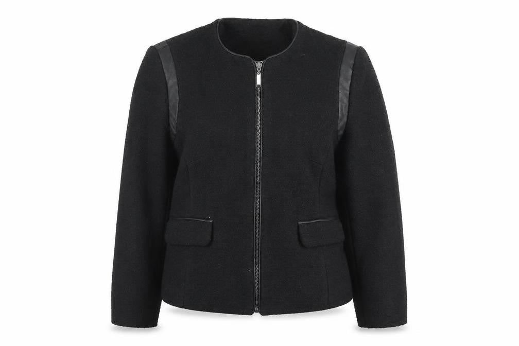 Primark Women's Black Faux Leather Trim Zip Jacket Size 12