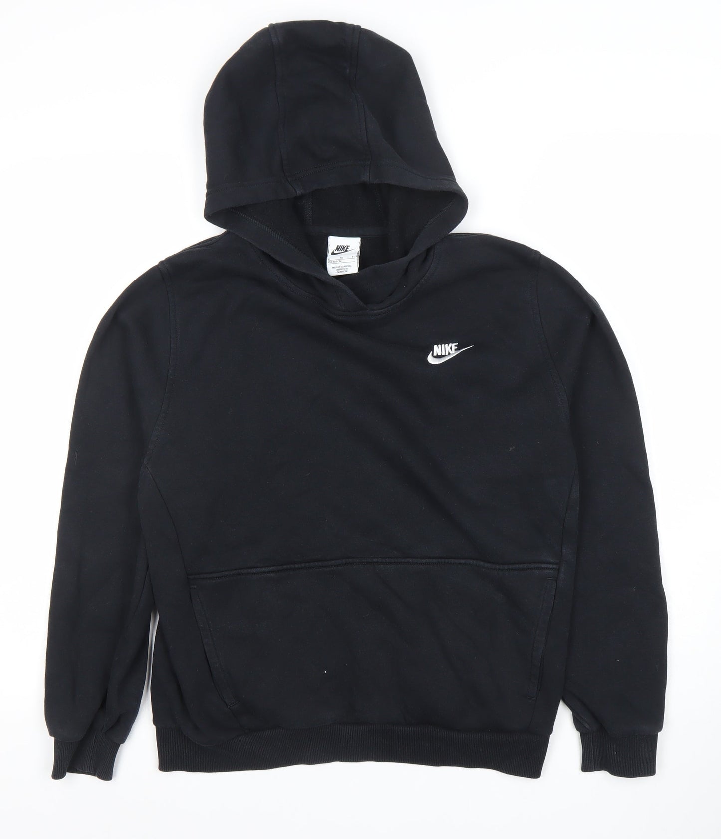 Nike Boys Black Pullover Hoodie XL 158-170cm Cotton Blend Casual Sweatshirt