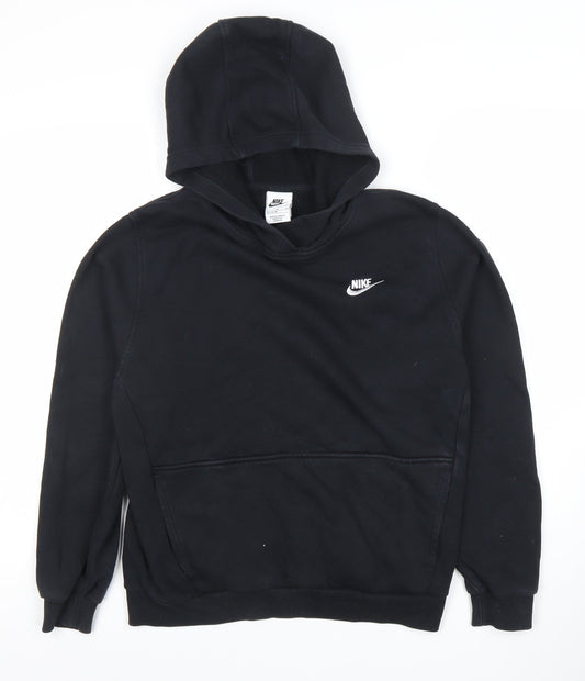 Nike Boys Black Pullover Hoodie XL 158-170cm Cotton Blend Casual Sweatshirt