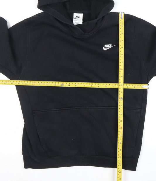 Nike Boys Black Pullover Hoodie XL 158-170cm Cotton Blend Casual Sweatshirt