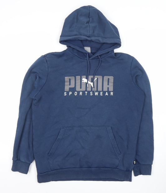 Puma Boys Navy Blue Pullover Hoodie Small Cotton Blend Sportswear